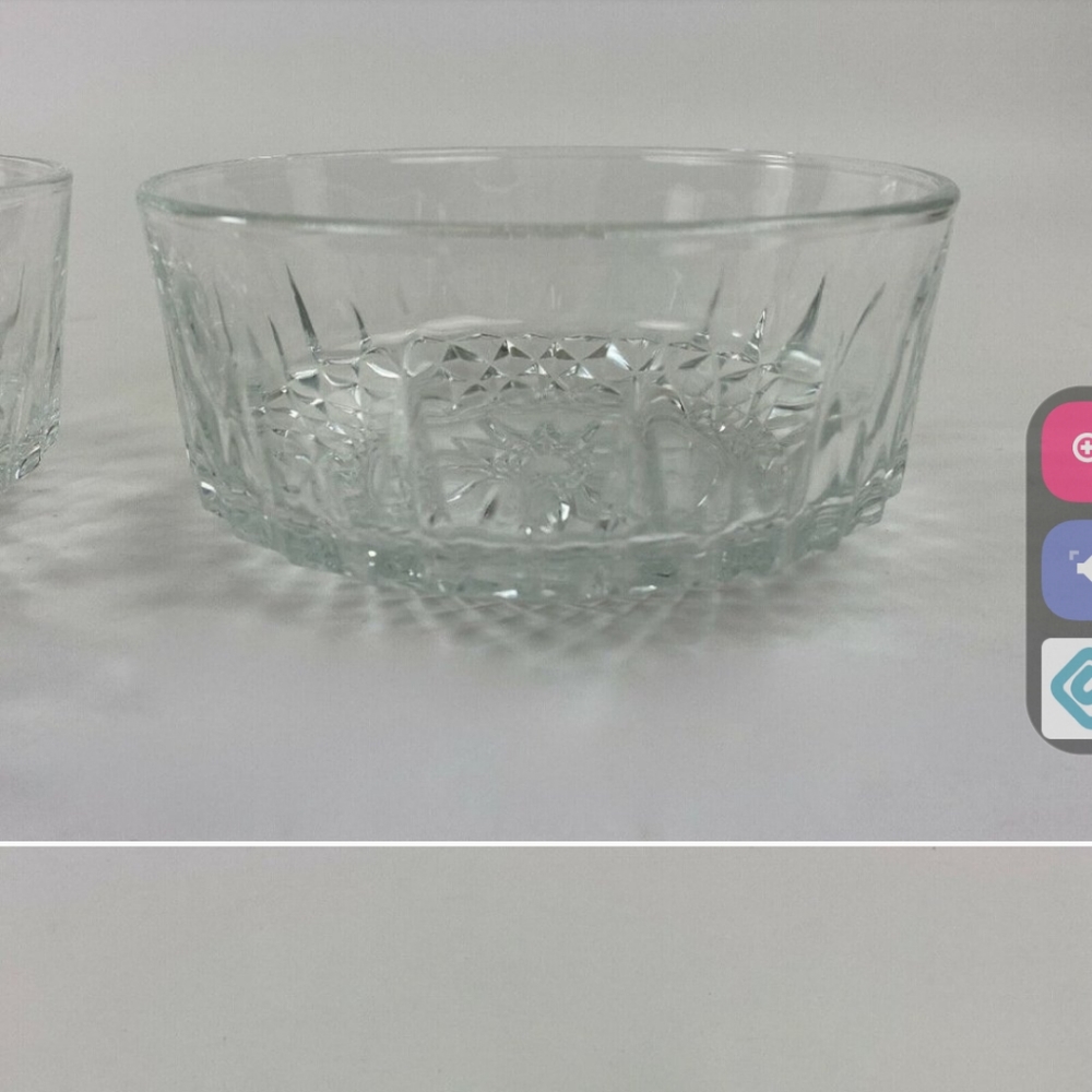 Vintage Arcoroc Clear Glass Bowls Dishes Set of 2